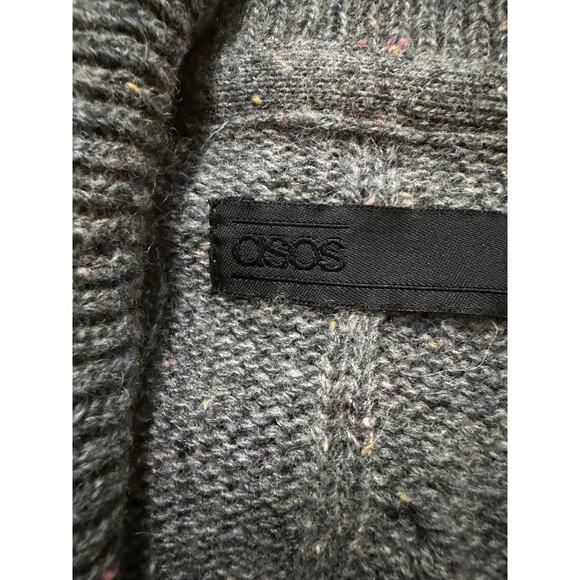 Men's asos Sweater Sz XL Button Up Shawl Collor Cable Knit Wool Blend - Picture 10 of 12